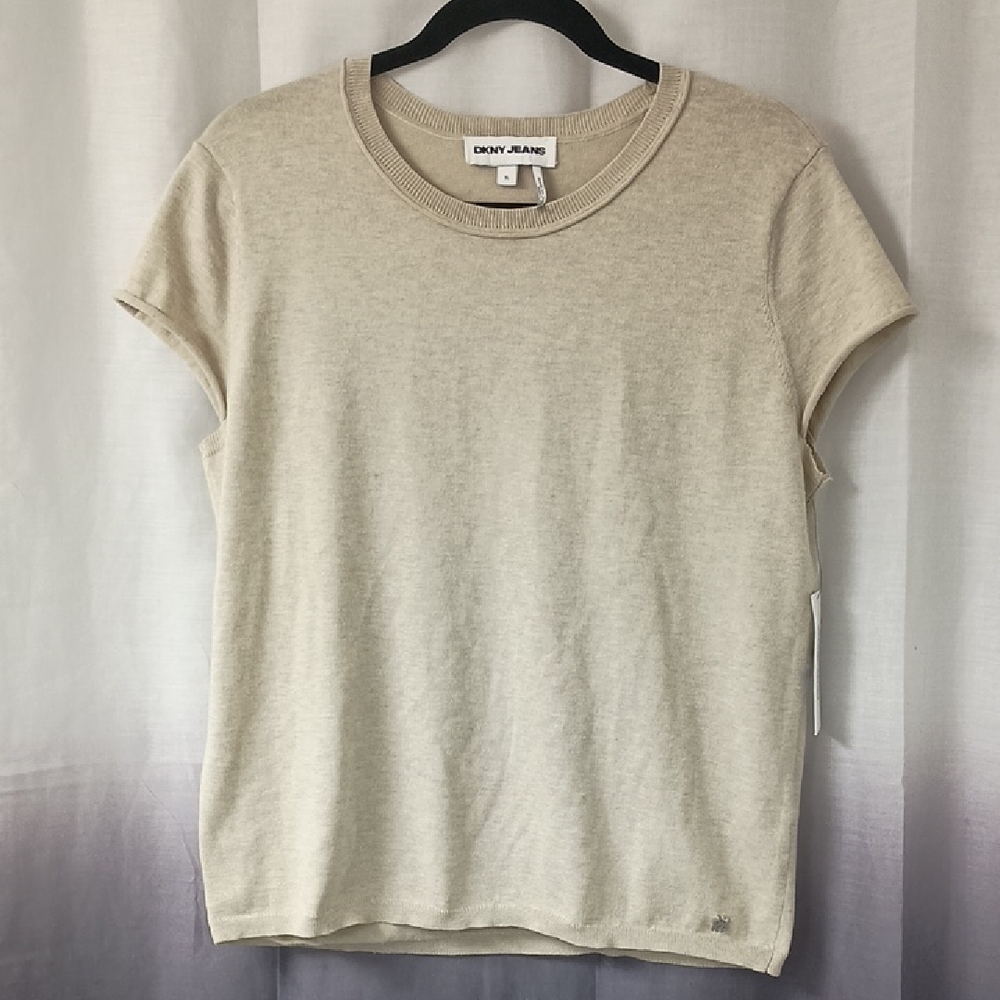 DKNY Jeans Pebble Heather Short Sleeve Sweater XL